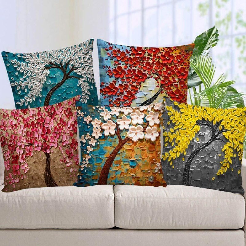 Aerohaven Velvet 250tc Cushion Cover 16 X 16 Inch Multicolour Set Of 5 259