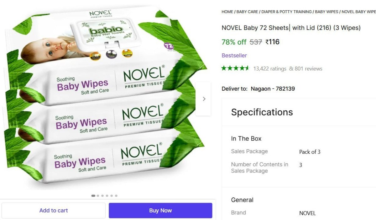 Baby Wipes 72 Sheets Pack Of 3 116