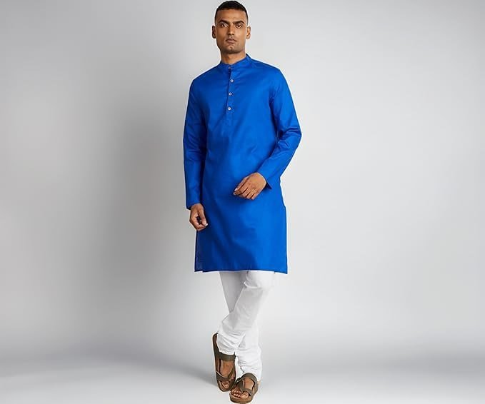 Amazon Brand - Symbol Men Cotton Solid Long Kurta 