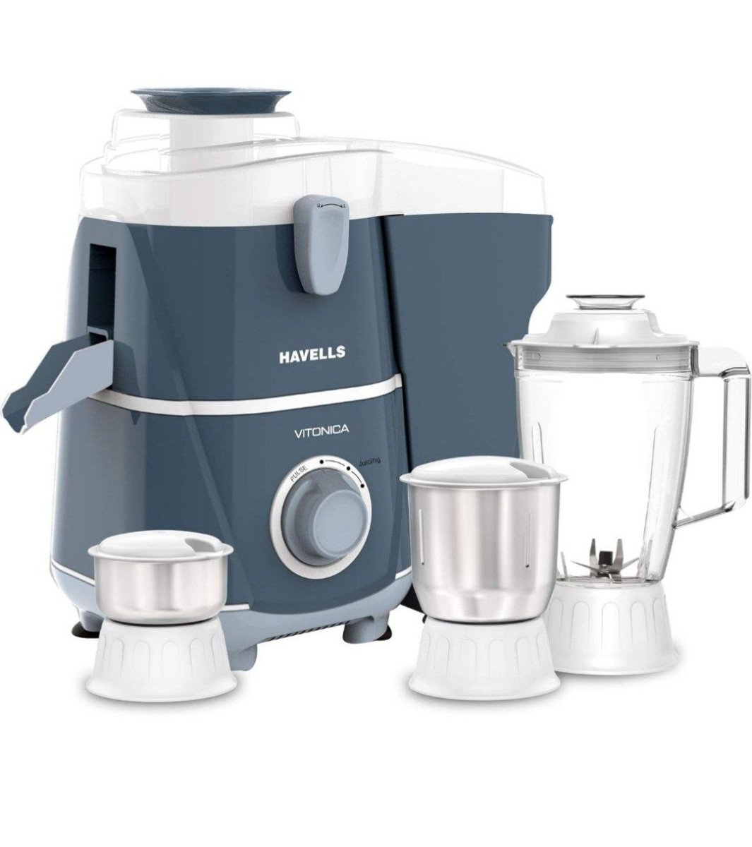 Havells Vitonica 500w Juicer Mixer Grinder 3 Stainless Steel Jars Large Pul