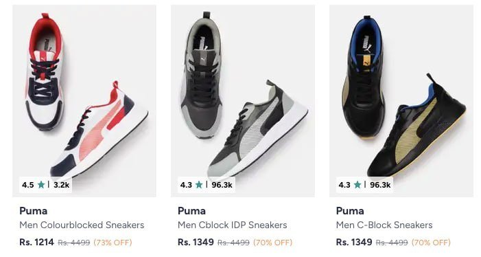 Myntra 73 On Puma Footwear Link Bank Offers