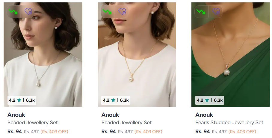 Myntra Anouk Jewellery Set Under 99 - ajio minimum 90 off sale