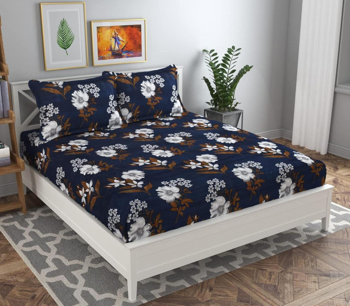 Bsb Home Double Floral Bedsheet With 2 Pillow Covers 189