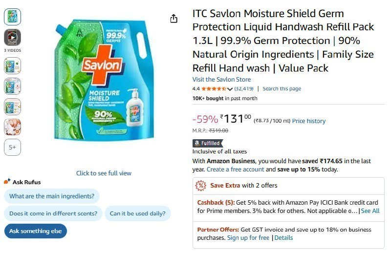 Savlon Liquid Handwash 1 3l 131 Min 2 Buy