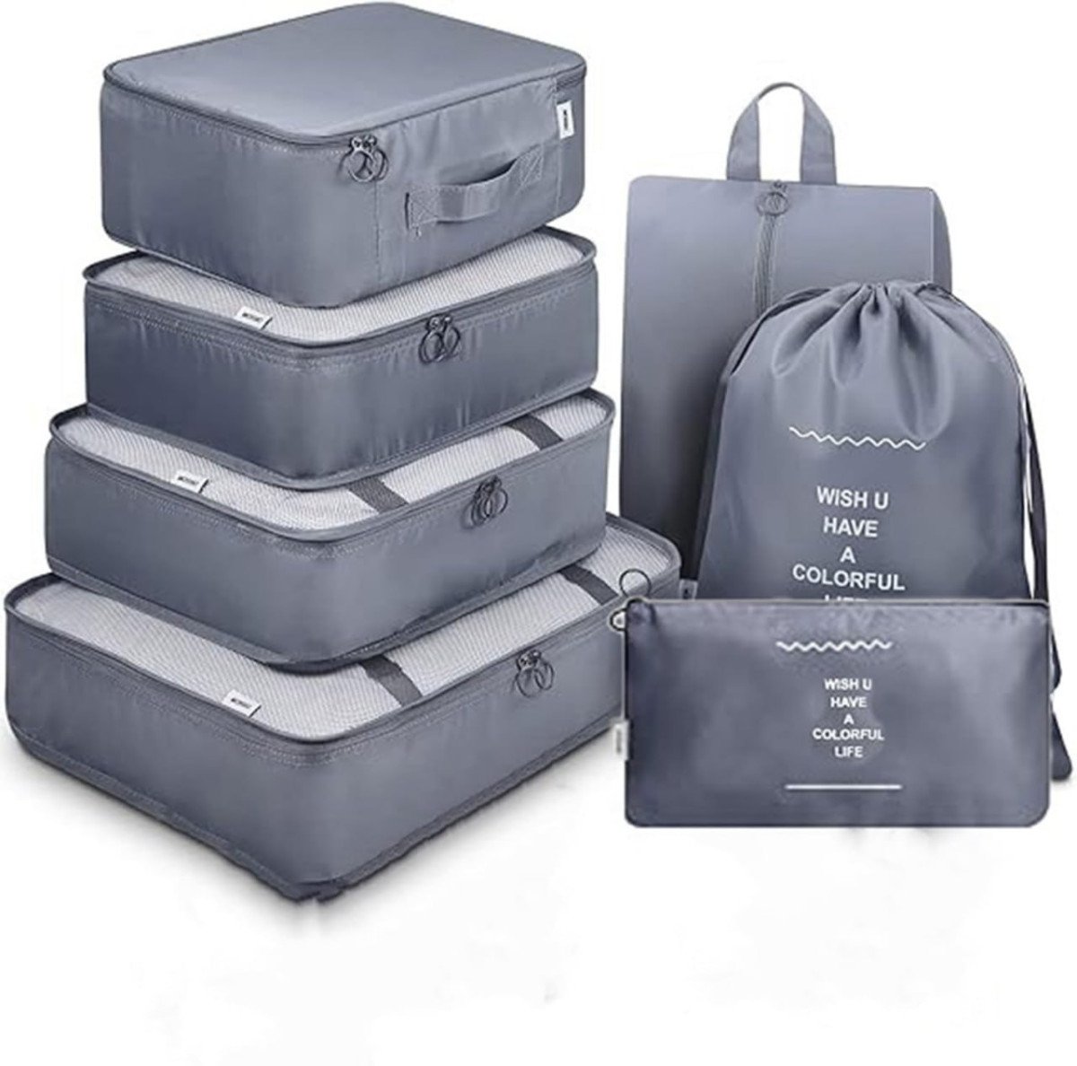 Monjay 7pcs Pouche Set Travel Organizer Packing Cubes Lightweight Travel Lu