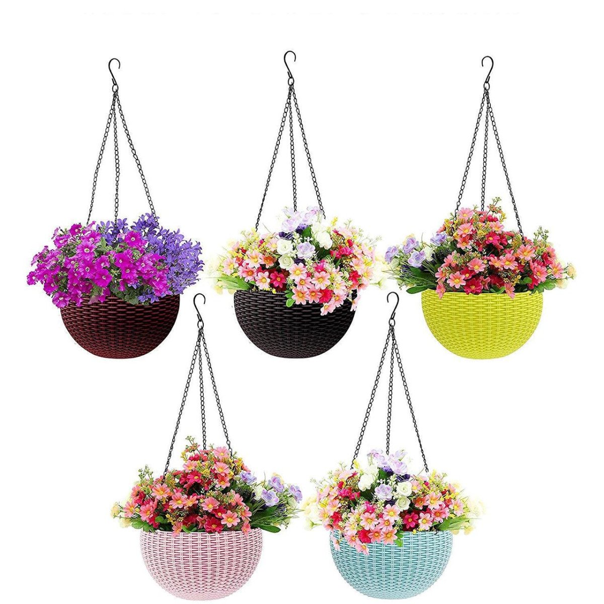 Go Hooked Plastic Hanging Planters With Chain Set 
