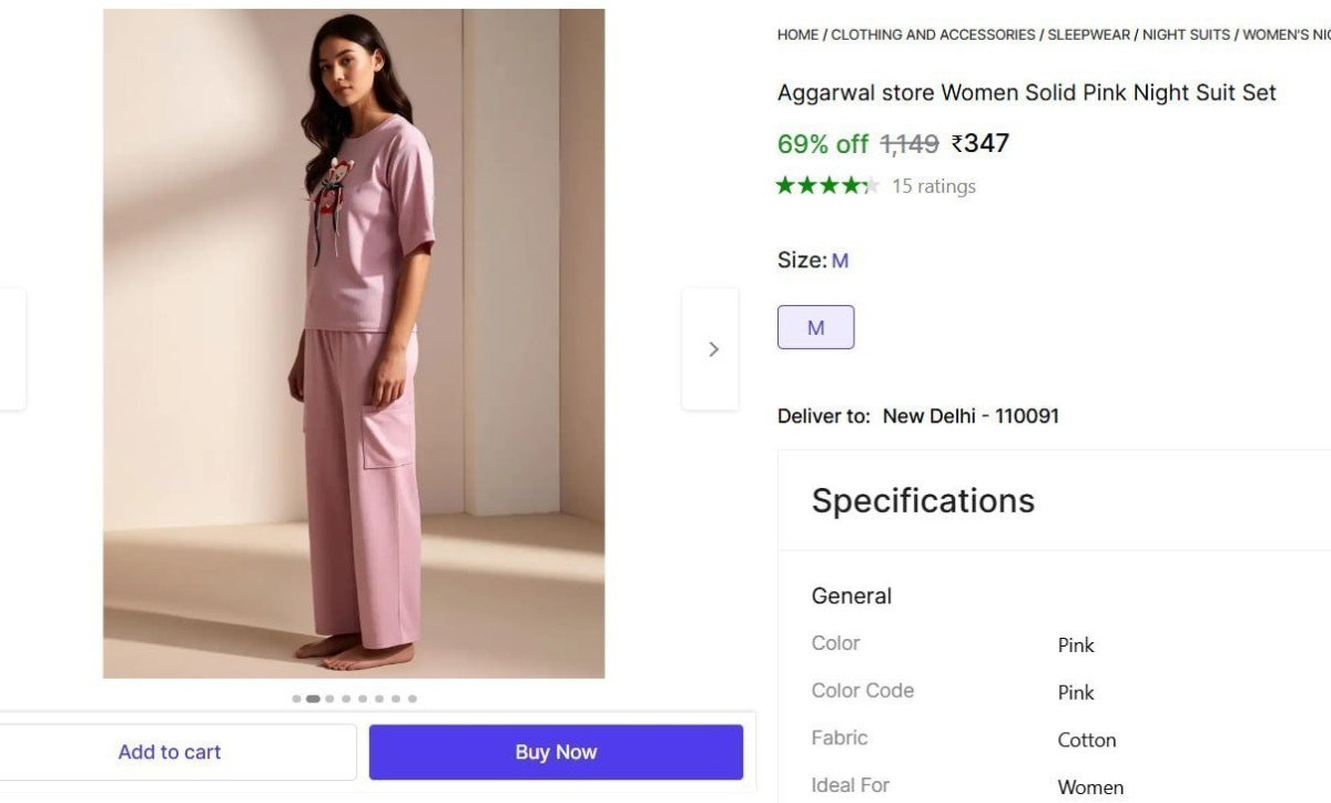 Pink Night Suit Set 347