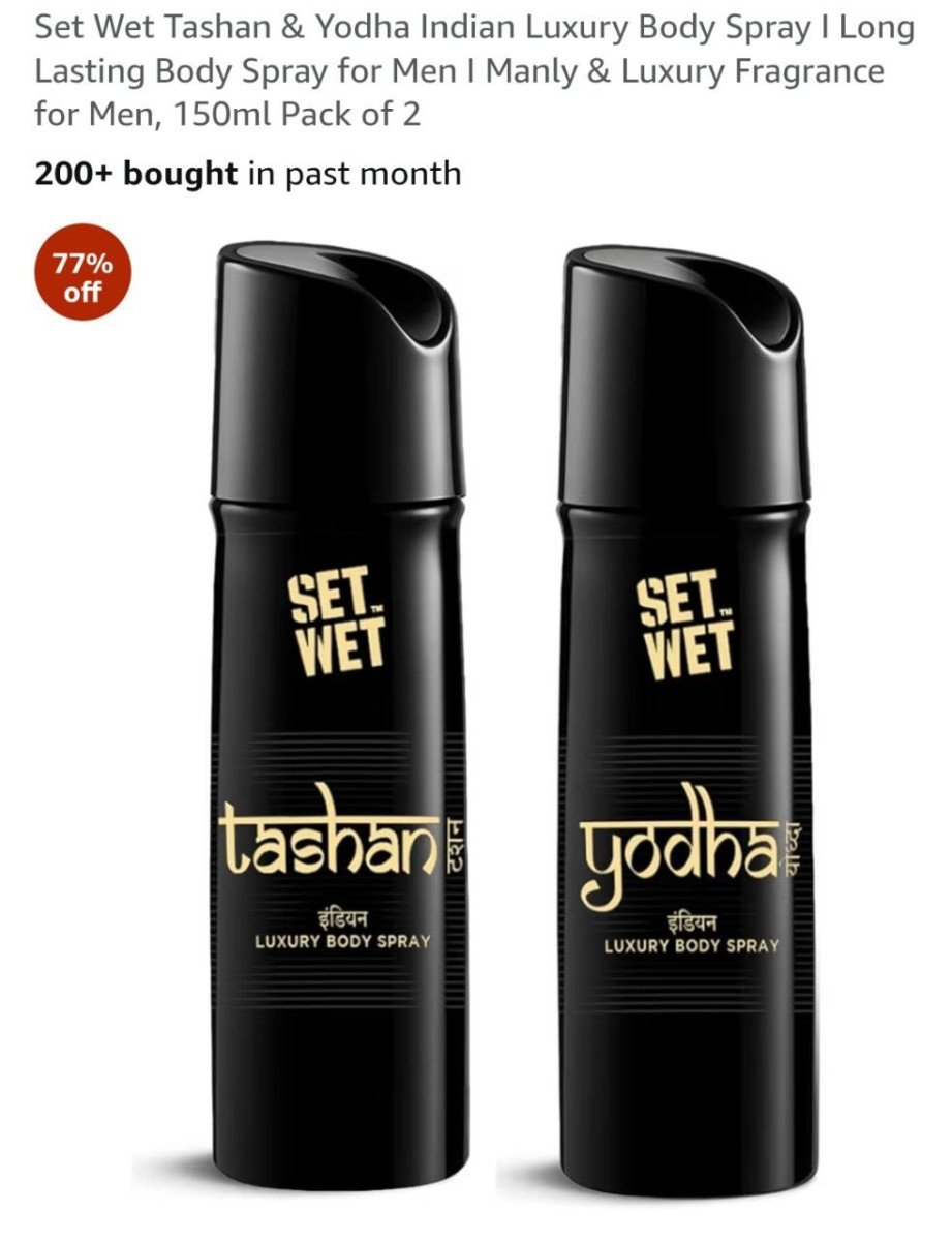 Amazon 77 Set Wet Tashan Yodha Body Spray (pack Of