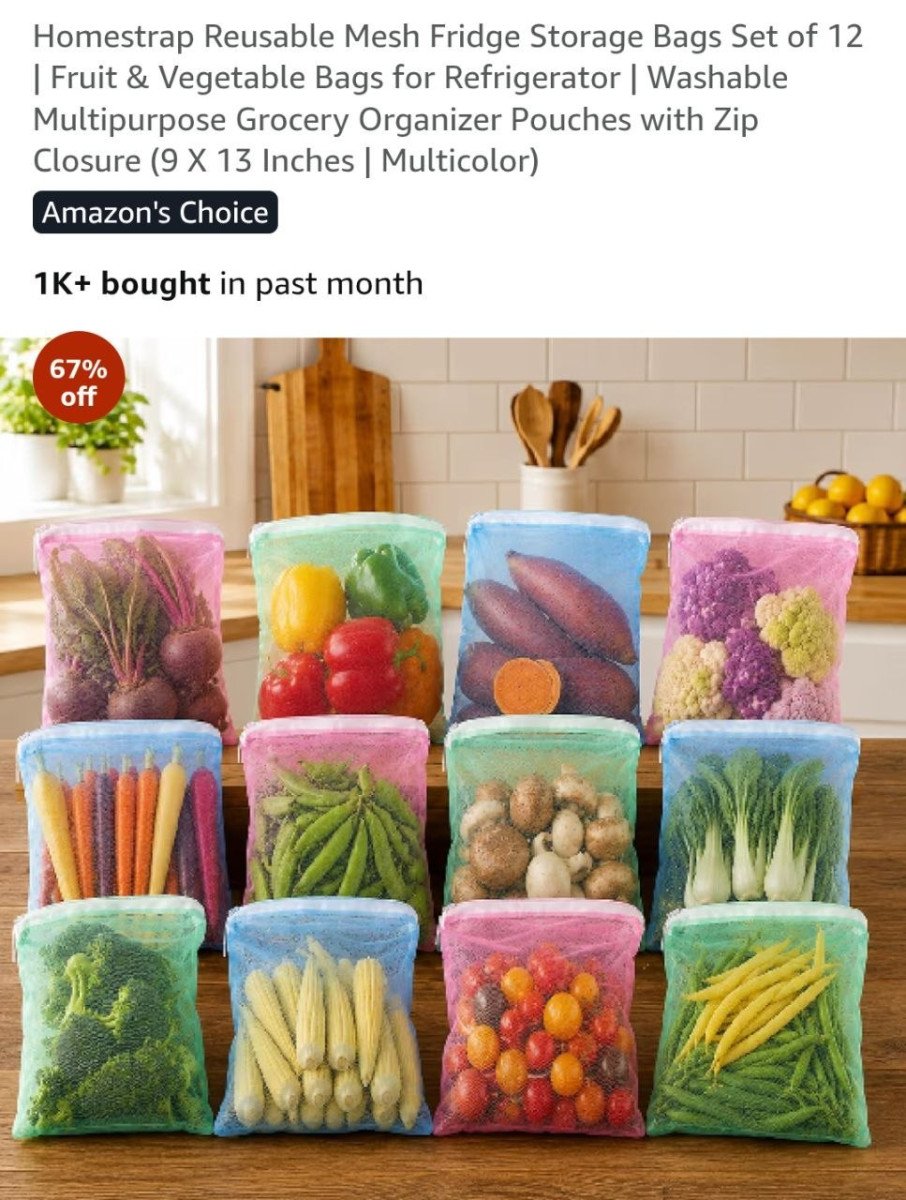 Amazon Organise Your Fridge Homestrap Reusable Mes
