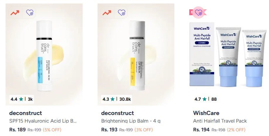 Myntra Deconstruct And Wishcare Skincare Products 