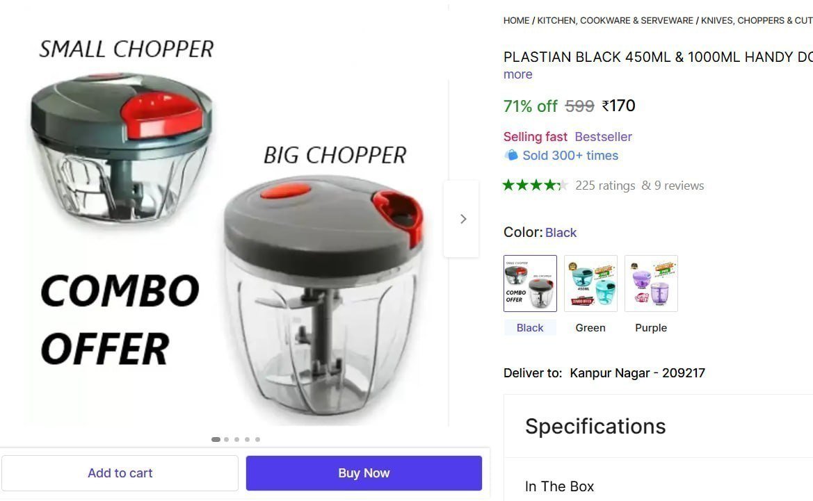 Ml 1000ml Handy Dori Chopper Combo 170