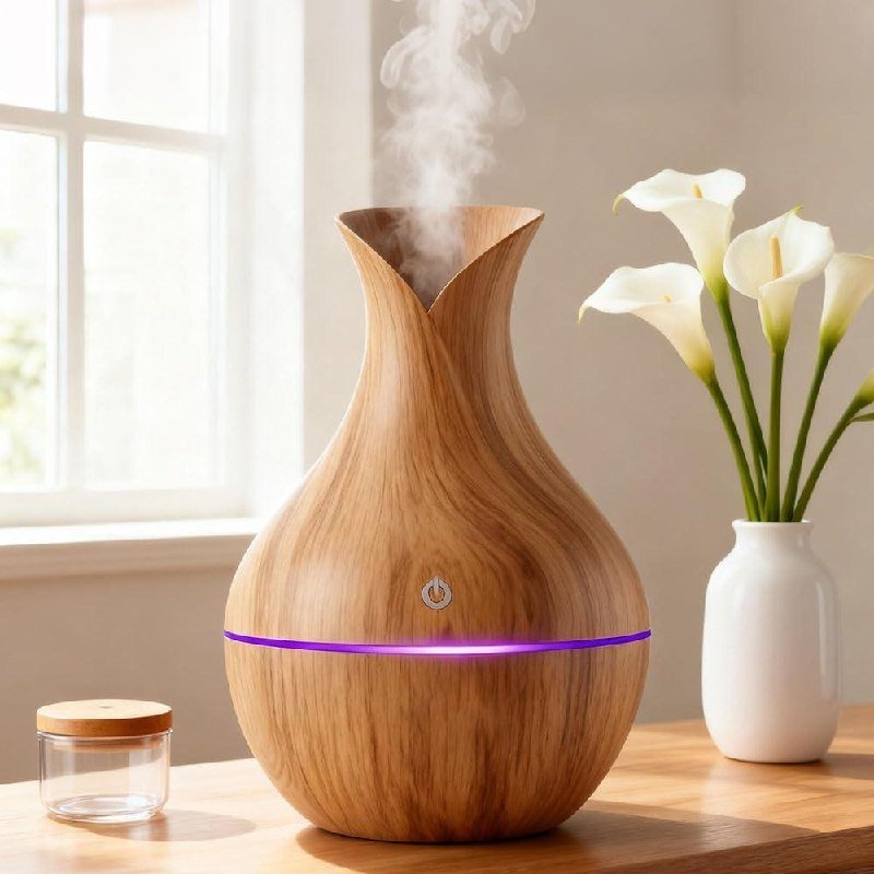 Aroma Diffuser With Wooden Finish Ultrasonic Essential Oil Diffuser Humidif