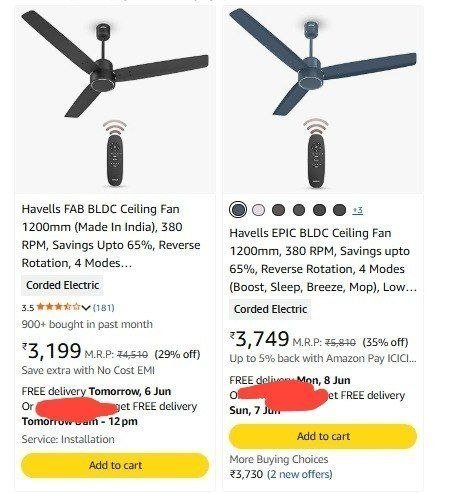 Amazon 35 On Havells Bldc Ceiling Fans 10 Bank Offersfab Bldc At 3199 Epic 
