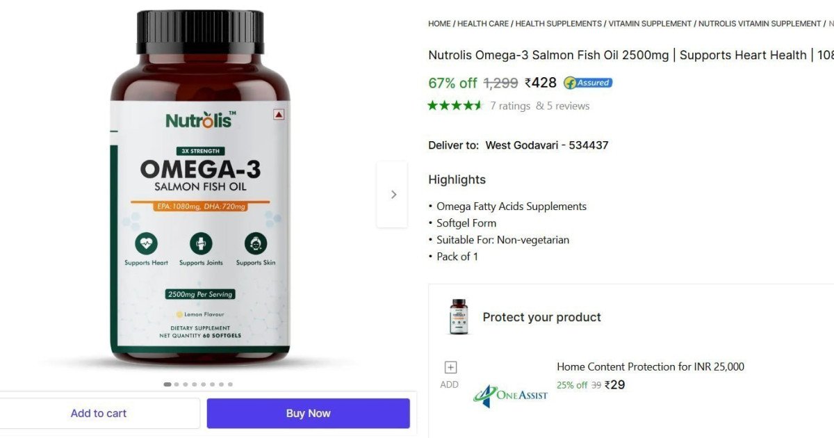 Nutrolis Omega-3 Salmon Fish Oil 2500mg 428