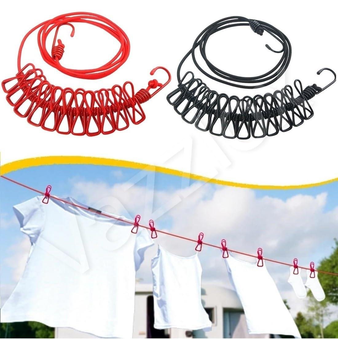 Vazzlox Cloth Drying Rope With Hooks (pack Of 2) E