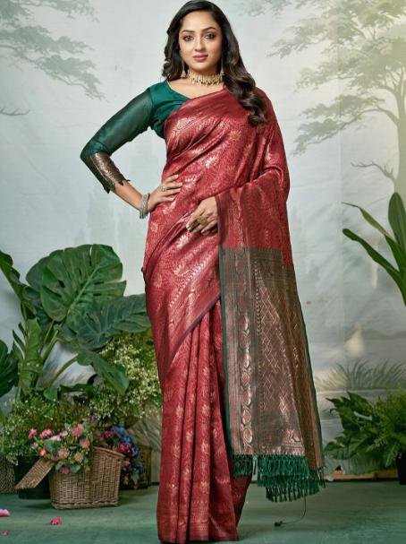 Szn Woven Design Zari Silk Blend Heavy Work B