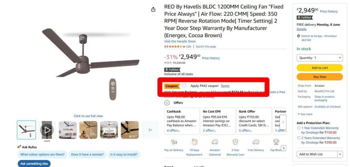 Reo By Havells Bldc 1200mm Ceiling Fan 2507apply 4