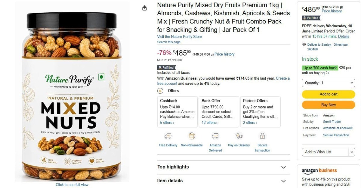 Mixed Dry Fruits Premium 1kg 485