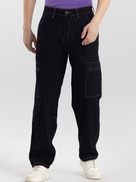 Snitch Men Black Smart Baggy Pure Cotton Jeans 1 019