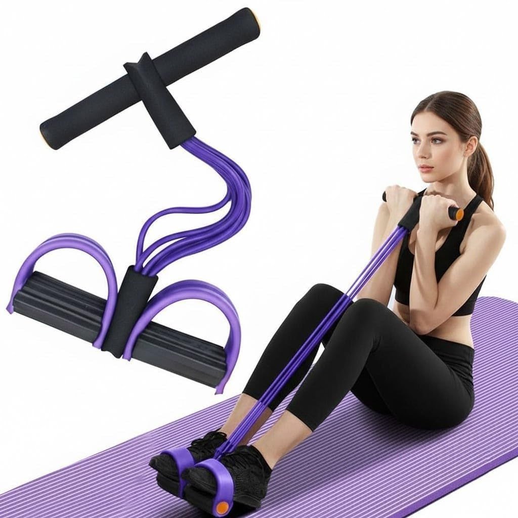 Portable Resistance Band With Foot Pedals Full Body Workout Strength Training Toning And Stretching Exercise Equipment 50