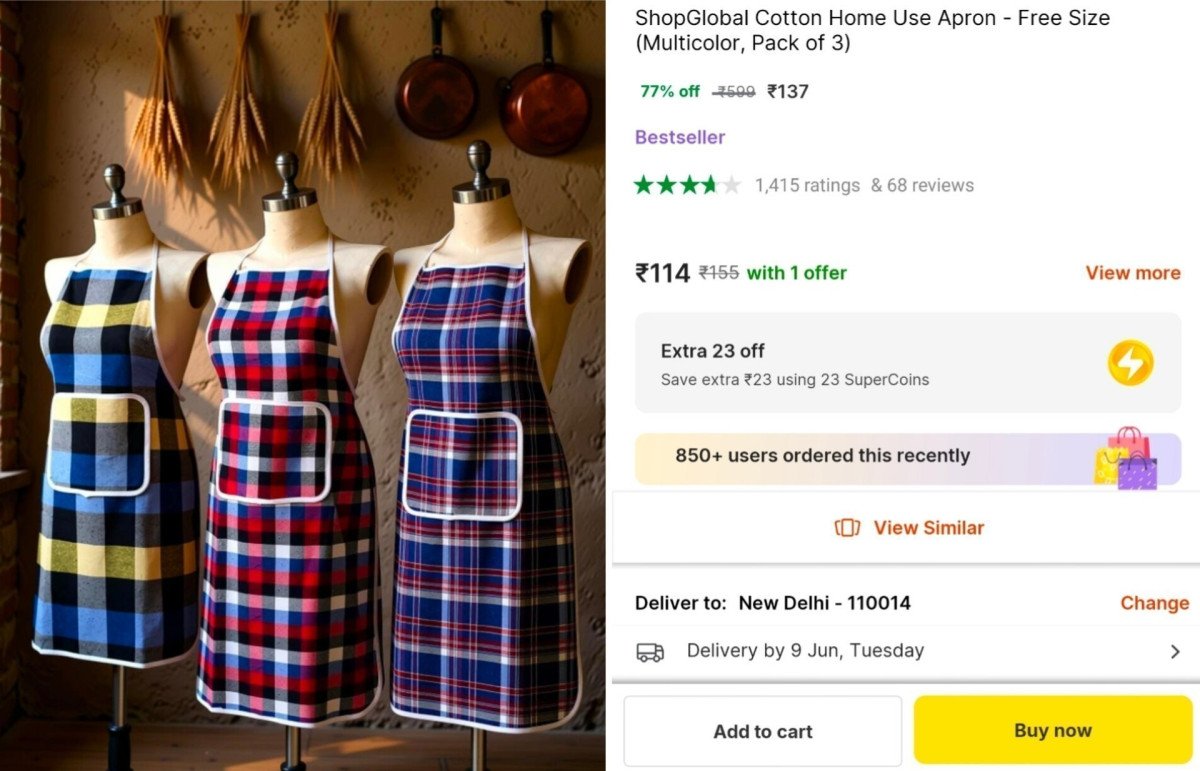 Pack Of 3 Cotton Apron At 137