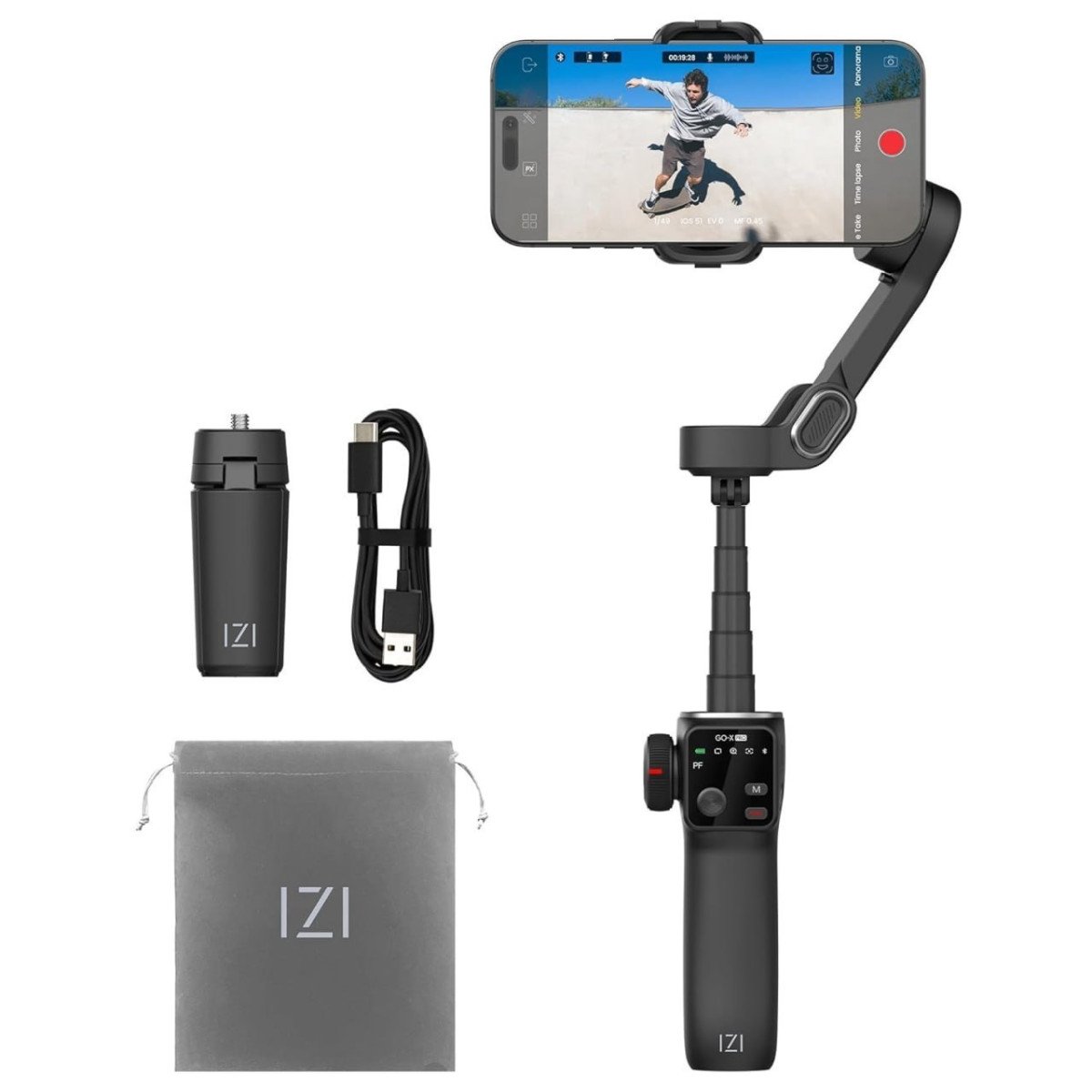Izi Go-x Pro 3-axis Smartphone Gimbal With Built-in Extension Rod Ai Face T