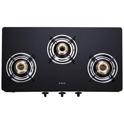 Elica Vetro Glass Top 3 Burner Gas Stove (703 Ct Vetro Blk) 3 649 00 Mrp Sa