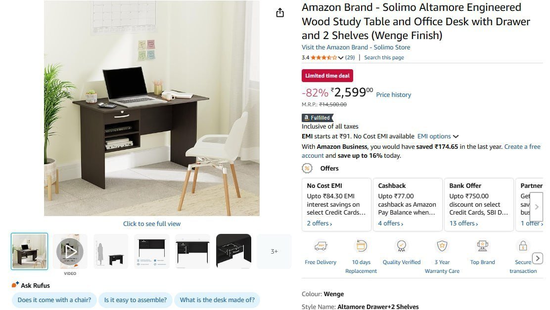 Office Desk With Drawer 2599
