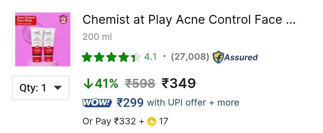 Lowest Chemist Play Acne Control Facewash (pa