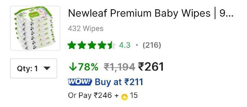 Loot Newleaf Premium Baby Wipes With Lid Pack Of 6