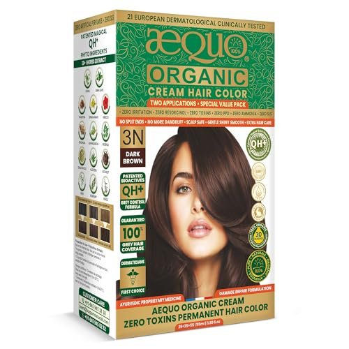 Aequo Organic Cream Hair Color 3n Dark Brown Herbal Hair Dye For 100 Grey C
