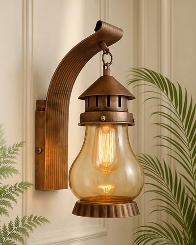 Homesake Vintage Wall Lantern Rustic Outdoor Indoor Wall Light Antique Copp