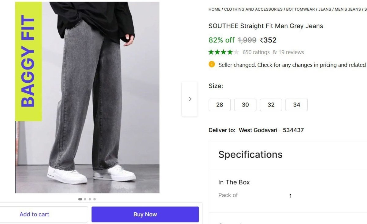 Straight Fit Men Grey Jeans 352