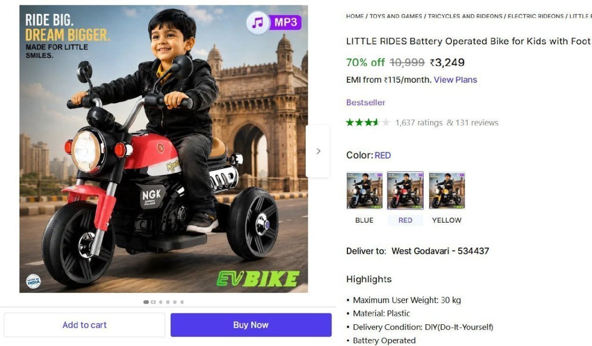 Battery Operated Bike For Kids 3249