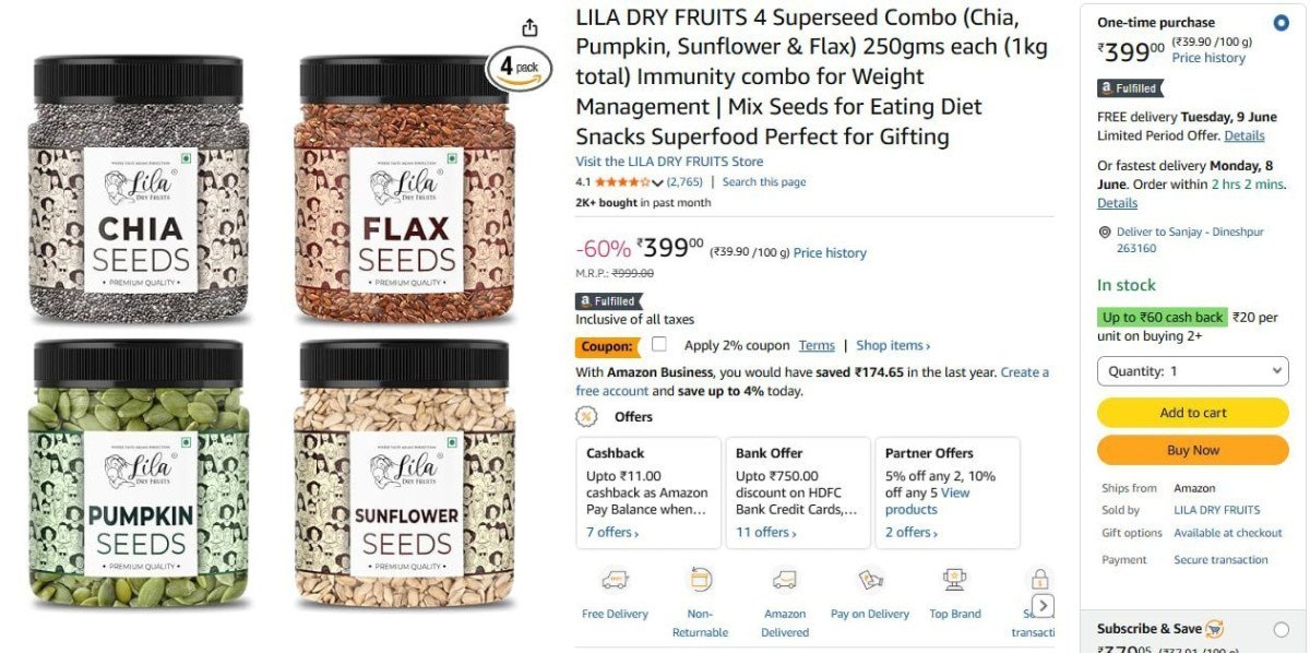 Seeds Combo 1kg 399 Coupon