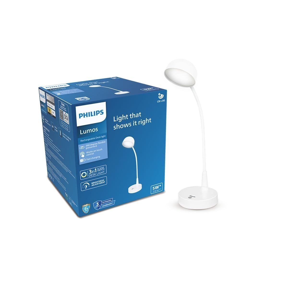 Philips 5w Lumos White Led Desk Light 3-in-1 