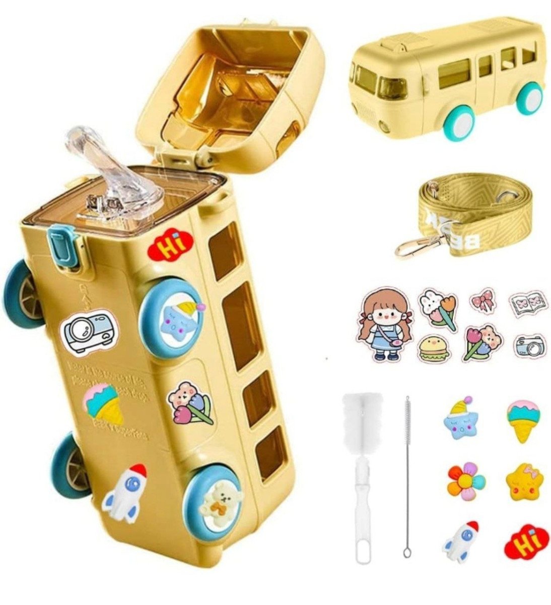 Fundisinn Bus Water Bottle For Kids-16oz Deta