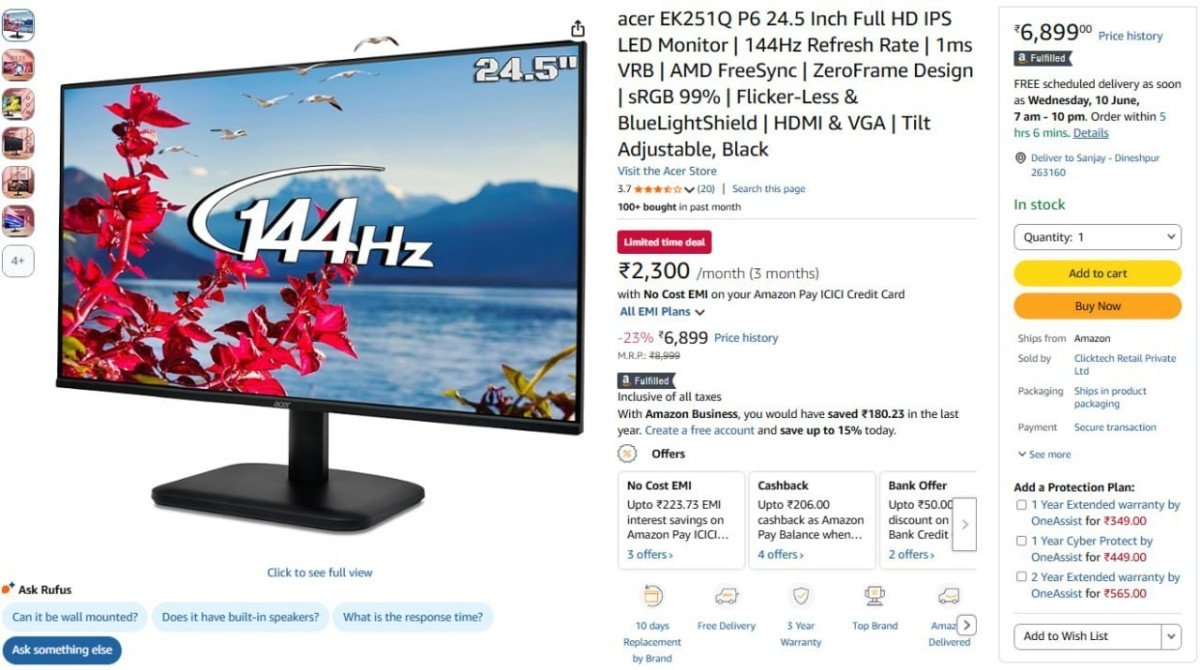 Acer Ek251q P6 24 5 Inch Full Hd Ips Led Monitor 6