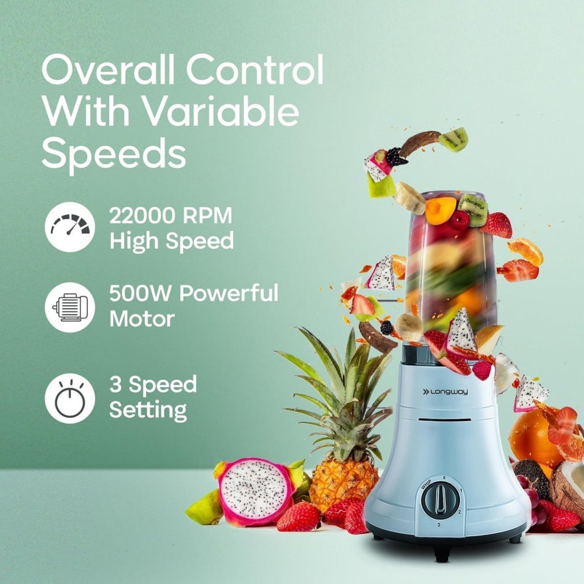 Longway 500 Watt Juicer Mixer Grinder 2 Jars 1099