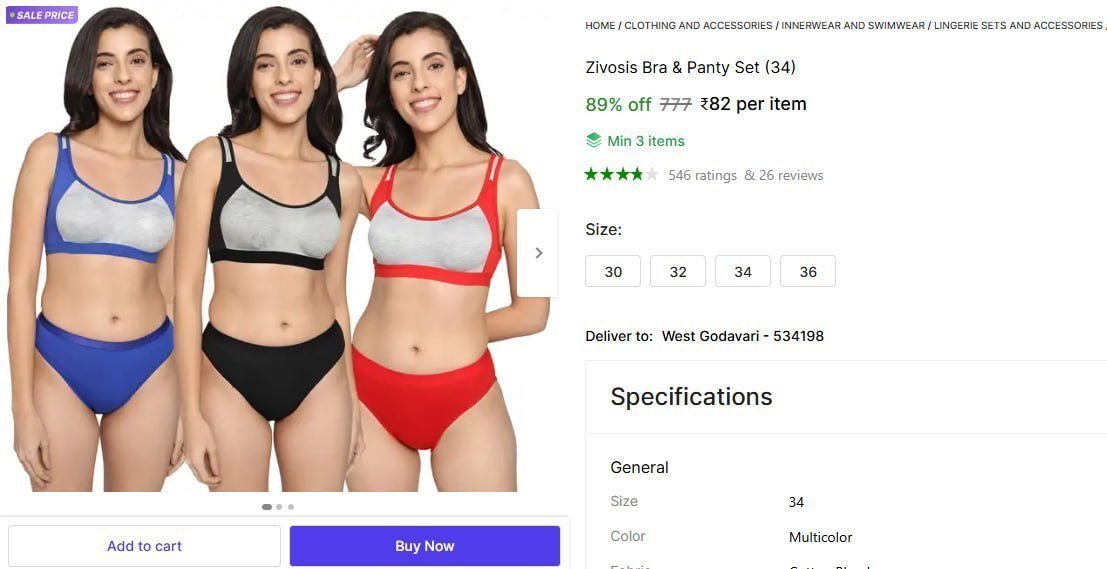 Women Bra Panty Set 82min 3 Buy