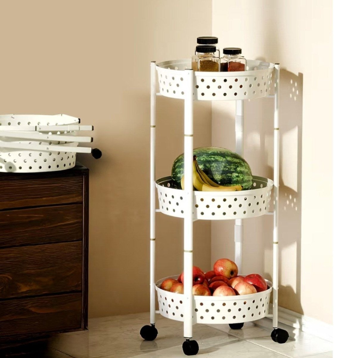 Loot Lifelong Kitchen Foldable Rolling Storage Rack (3-layer) 999