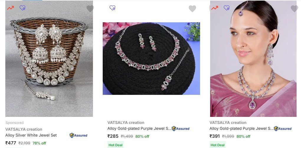 Flipkart 80 On Vatsalya Jewellery Set Collection