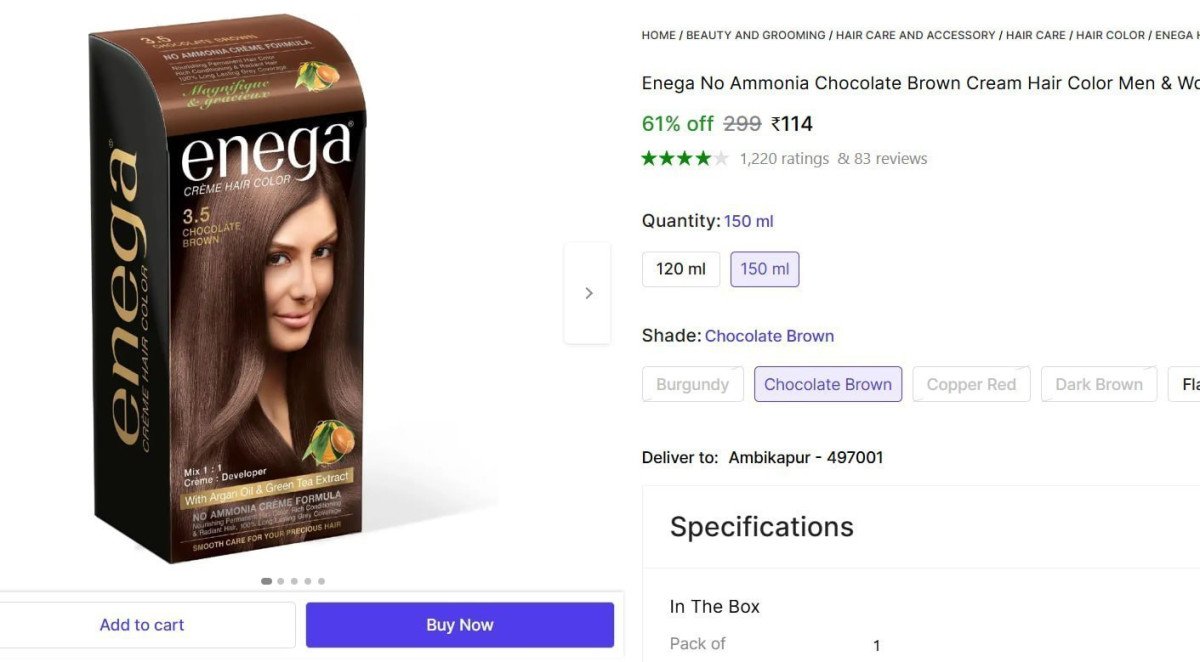 No Ammonia Chocolate Brown Cream Hair Color 114