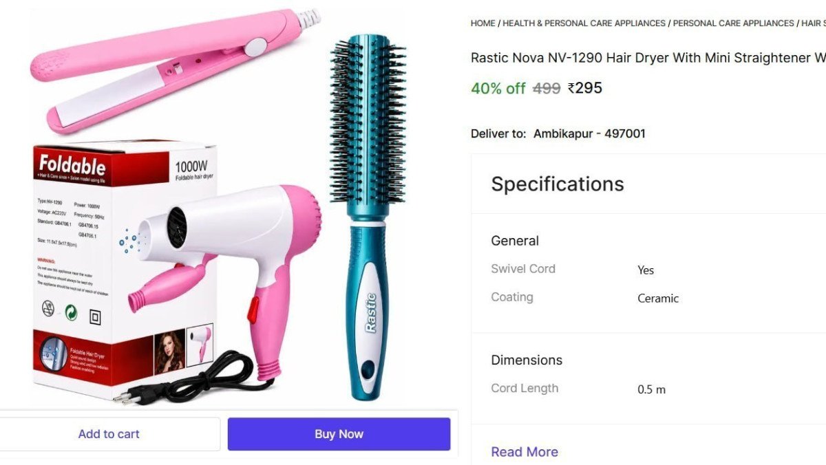Hair Dryer Mini Straightener Hair Comb 295