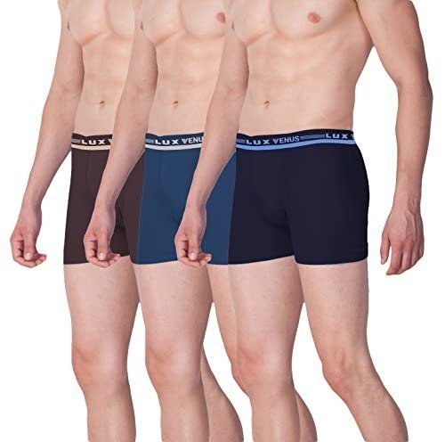 Lux Venus Men S Plain Cotton Boxers (pack Of 3)(venus Icdf Drw Ast 90 3pc M