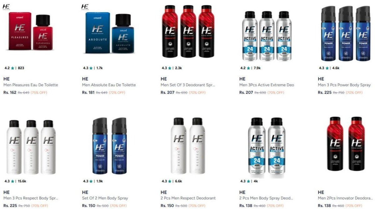 Myntra 75 On He Deos Perfumes