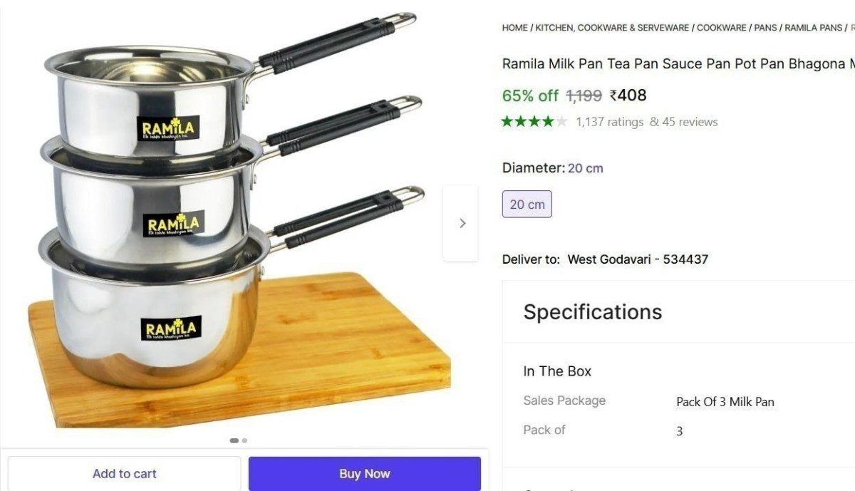 Pack Of 3 Milk Pan 408