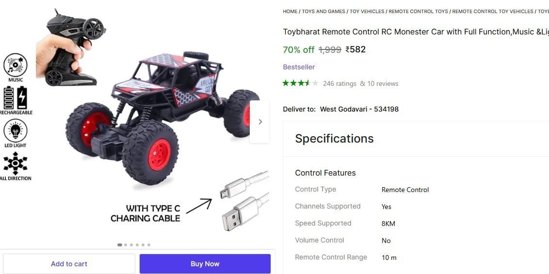 Remote Control Rc Monster Car 582
