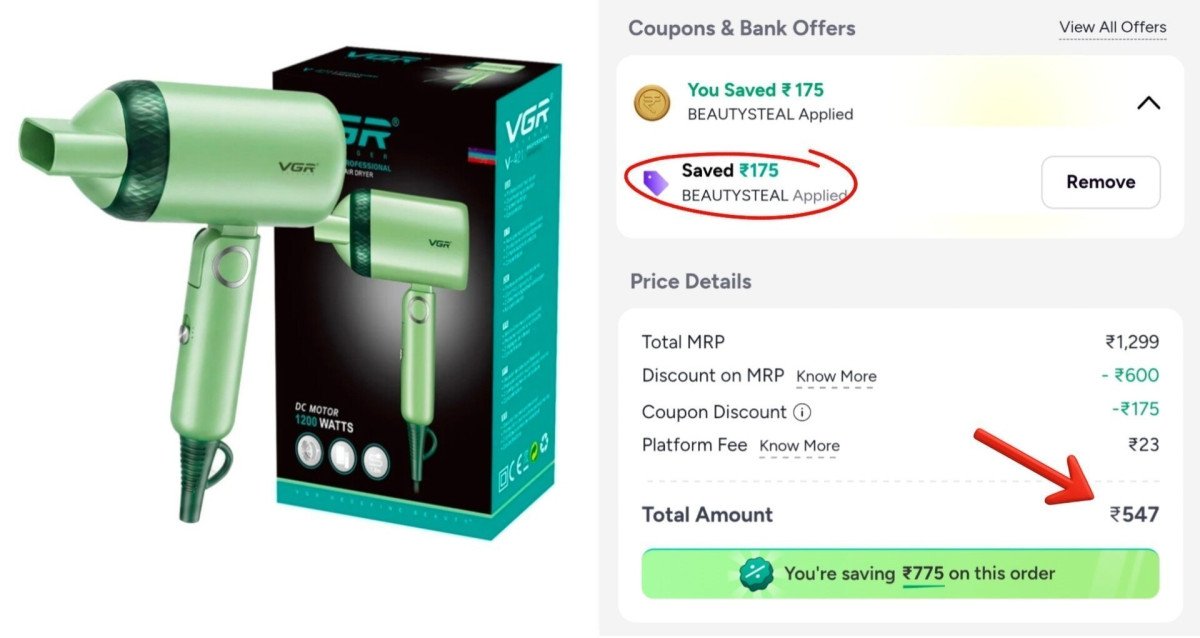 Vgr Professional Hair Dryer At 547apply Code Beautysteal