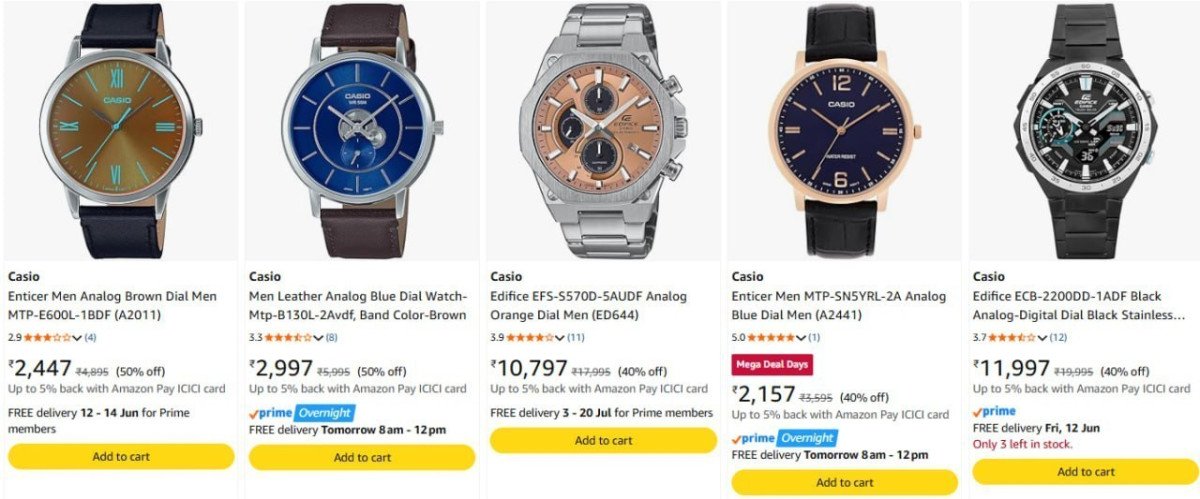 Grab Casio G-shock Watch 4597 1) Collect 600 Cashback 2) 500 With Hdfc Cc